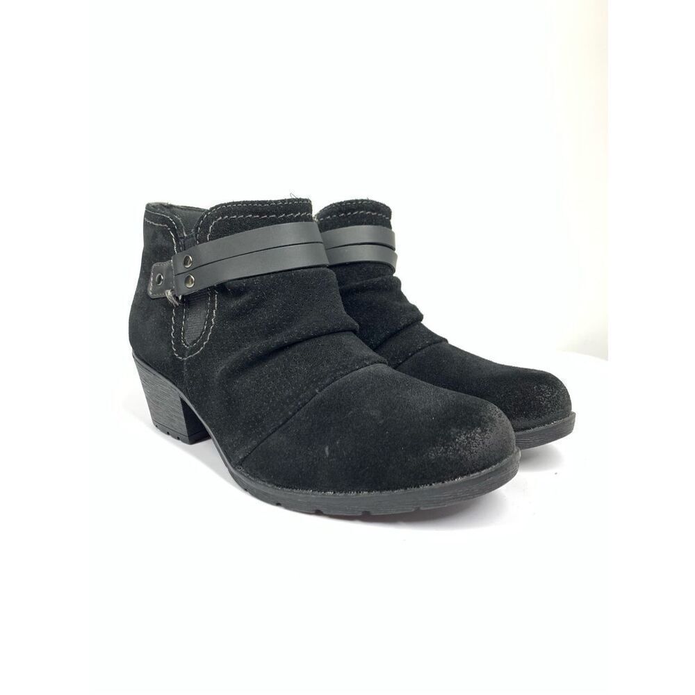 Earth Origins ODEL Black Suede Leather Ankle Bootie Boots Women Size 7